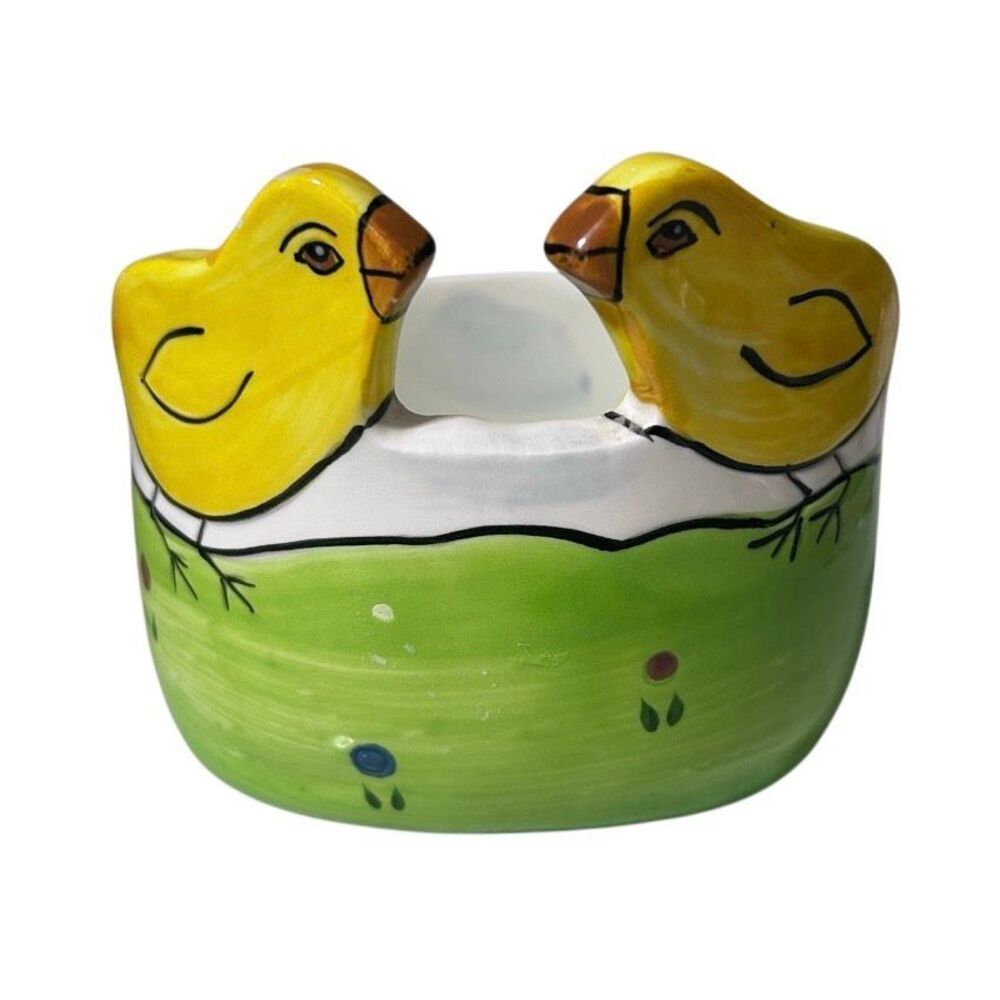 Vtg Andrea West For Sigma Tastesetter Candy Dish Bowl Green Yellow Ceramic Chic